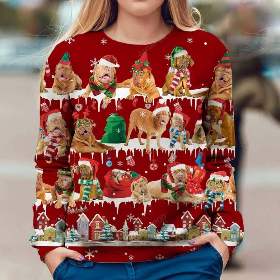 Dogue De Bordeaux Ugly Christmas Sweater Adult 3D Funny Matching for family