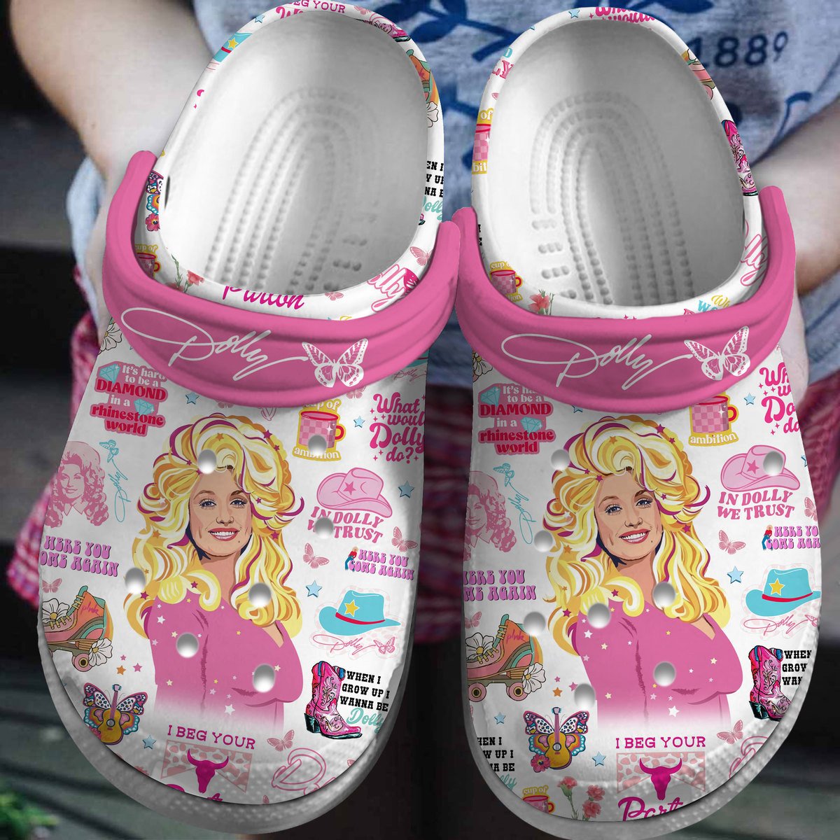 Dolly Parton Music Crocs Crocband Clogs Shoes Comfortable For Men Women and Kids