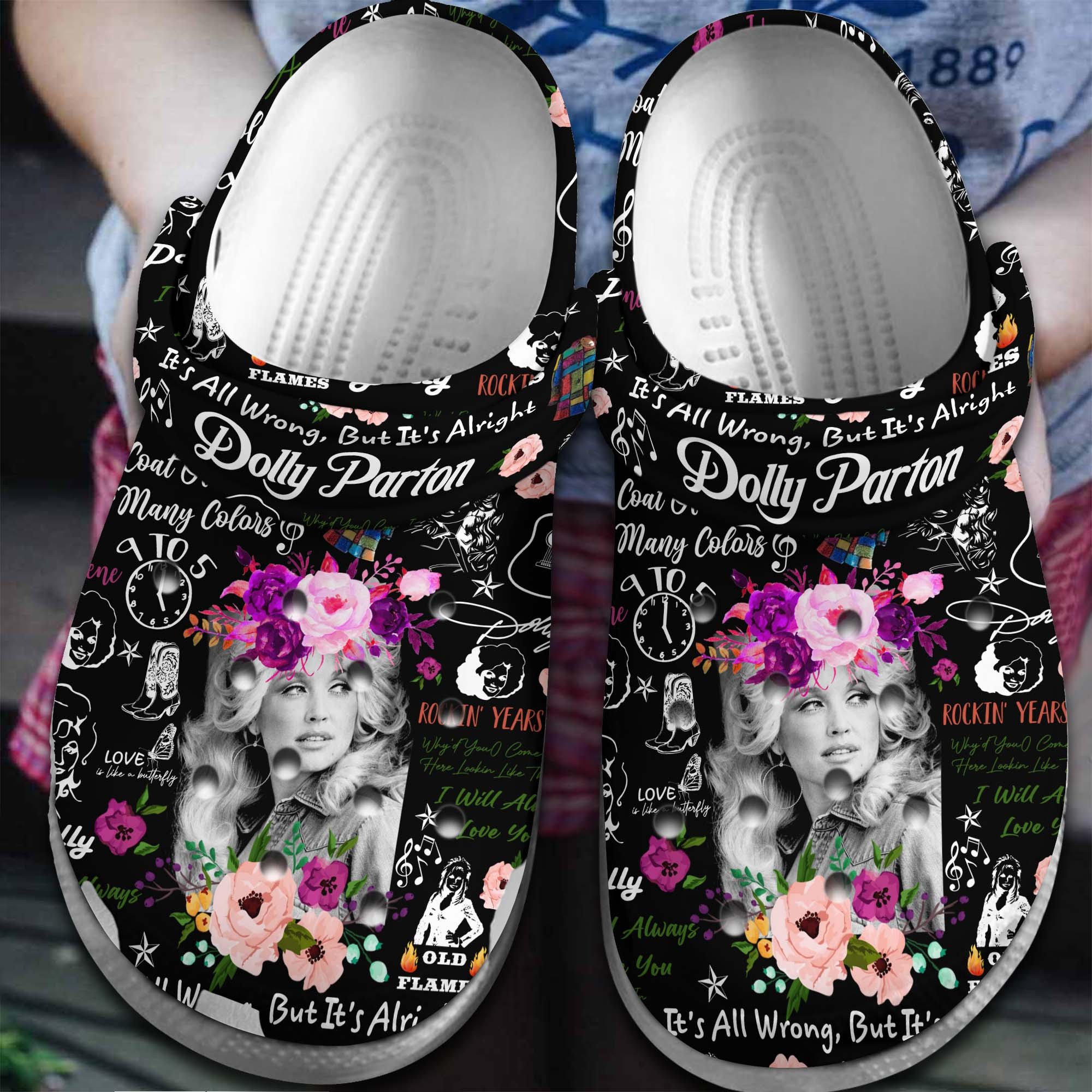 Dolly Parton Music Crocs Crocband Clogs Shoes Comfortable For Men Women and Kids
