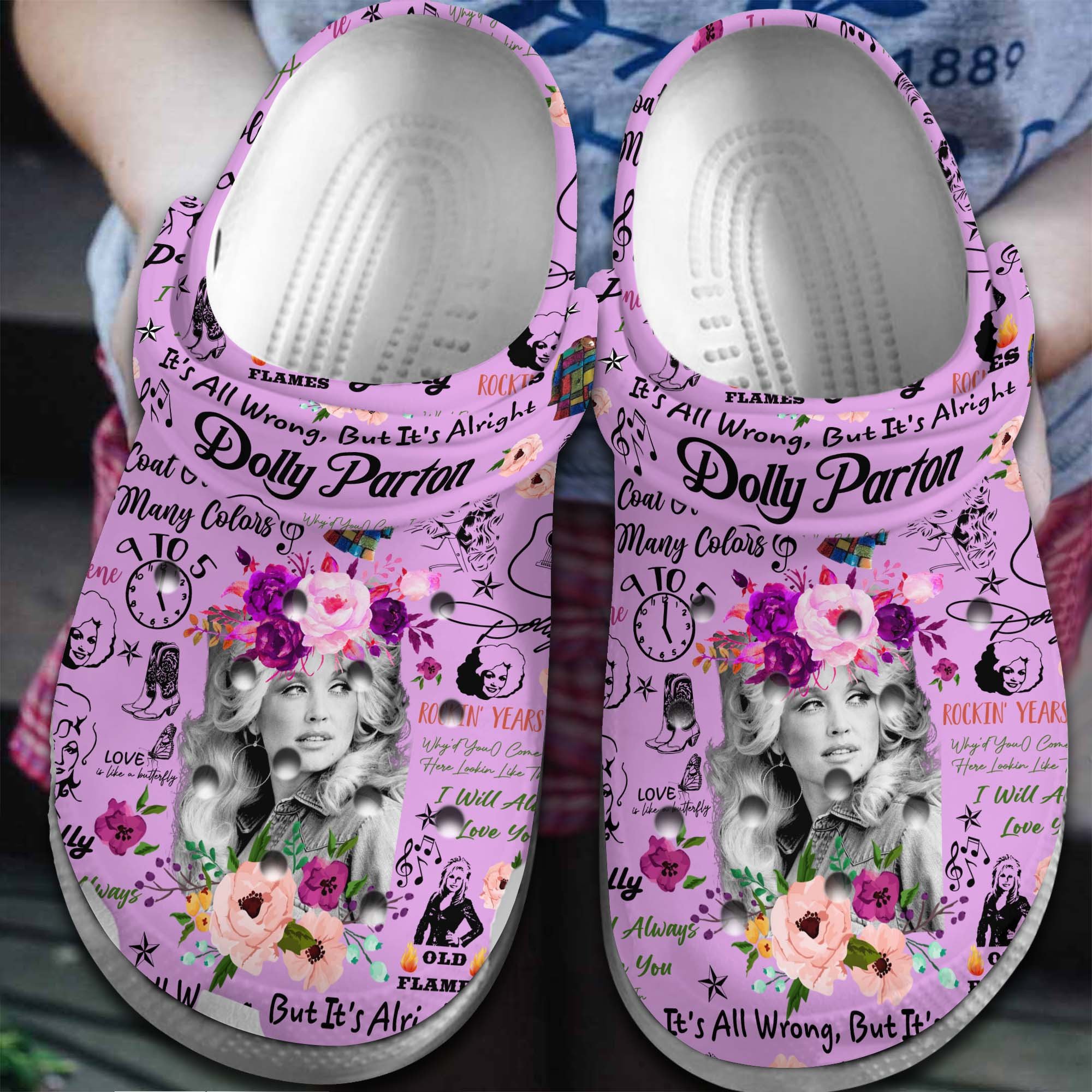 Dolly Parton Music Crocs Crocband Clogs Shoes Comfortable For Men Women and Kids