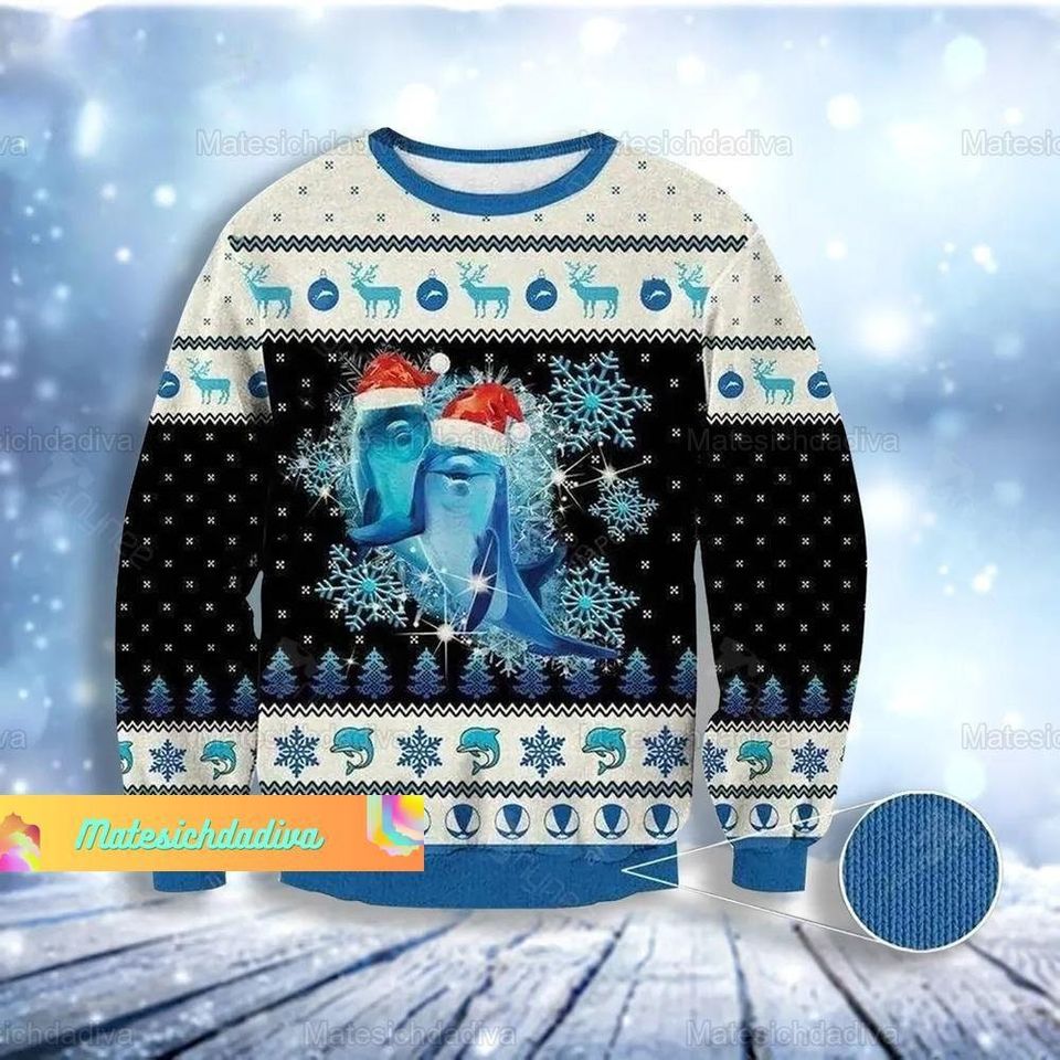 Dolphin Christmas Ugly Sweater for Holiday Cheer