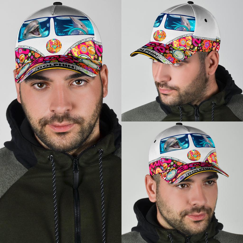 Dolphin Classic Cap, Gift for Hippie Life, Hippie Lovers, Gift for Dolphin Lovers Trucker Hats Custom Hats Gifts For Men & Women