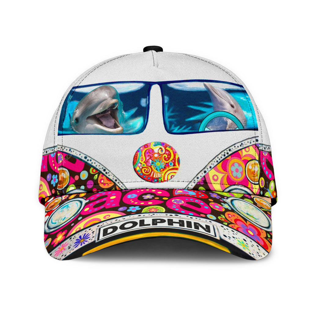 Dolphin Classic Cap, Gift for Hippie Life, Hippie Lovers, Gift for Dolphin Lovers Trucker Hats Custom Hats Gifts For Men & Women