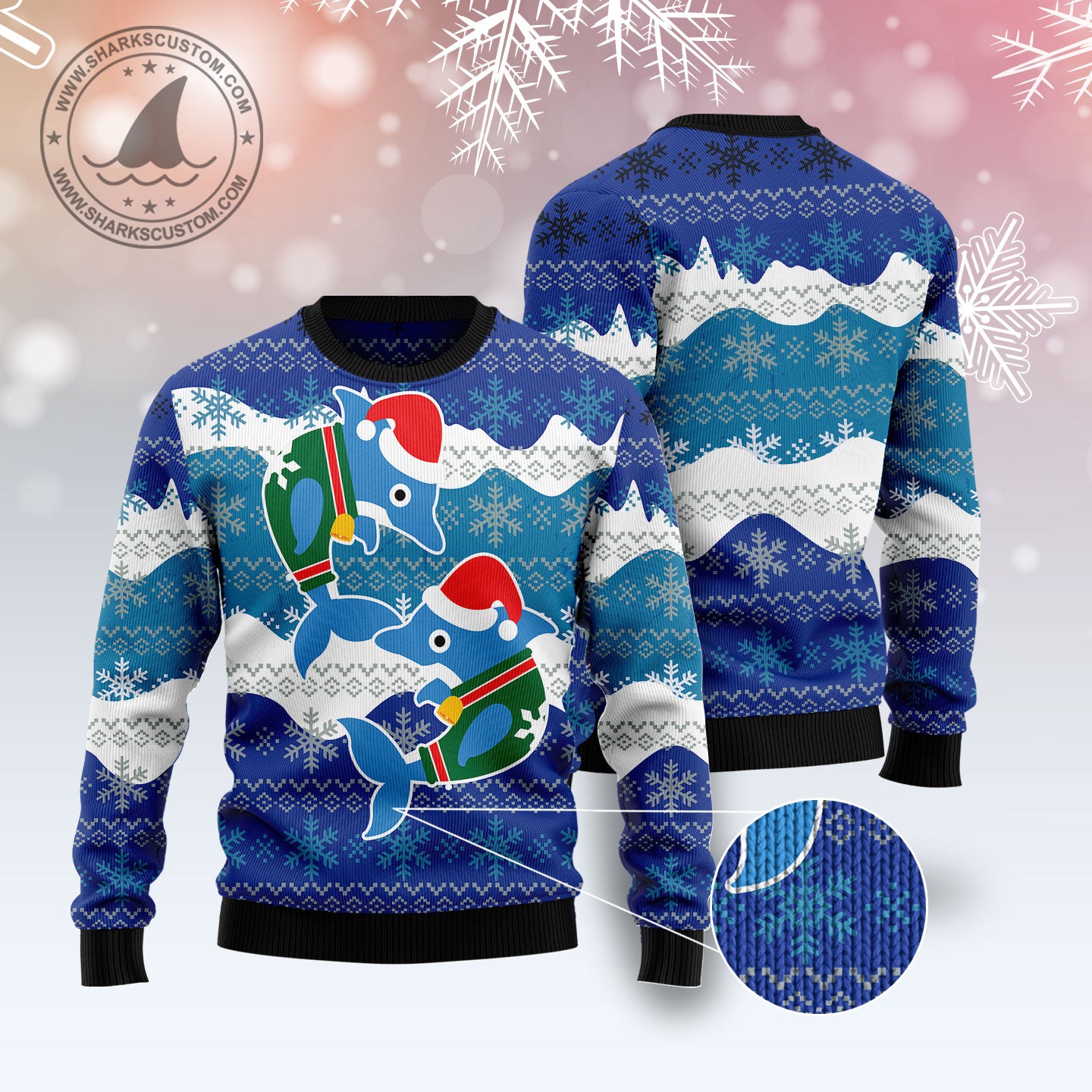Dolphin Couple Ugly Christmas Sweater - Image 3