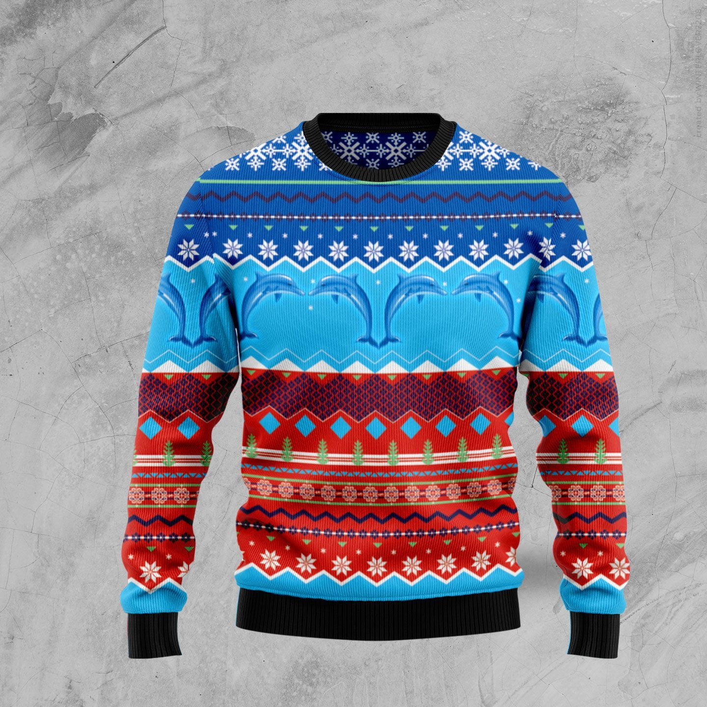 Dolphin Lover Ugly Christmas Sweater Adult 3D Funny Matching for family