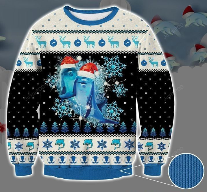 Dolphin Snowflake Ugly Christmas Sweater Adult 3D Funny Matching for family