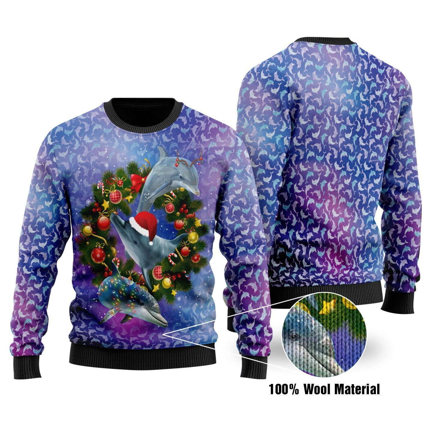 Dolphin Ugly Christmas Sweater Adult 3D Funny Matching for family