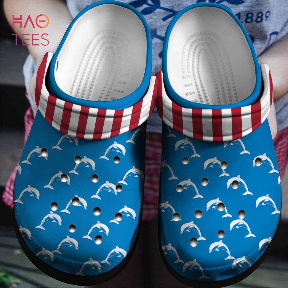 Dolphin With American Flag Animal Crocs Crocband Clogs Shoes Comfortable For Men Women and Kids