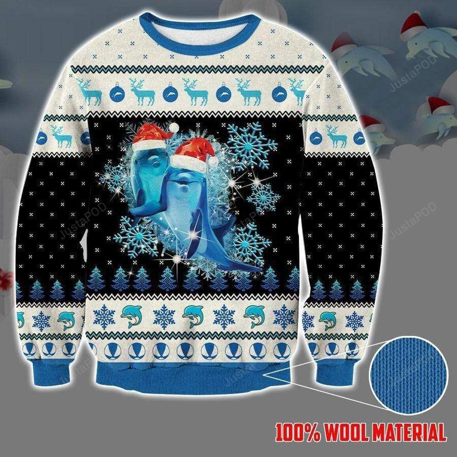Dolphins Ugly Christmas Sweater Adult 3D Funny Matching for family