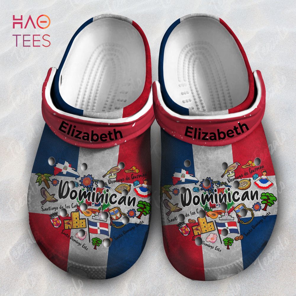 Dominican Flag Heart With Symbols Crocs Crocband Clogs Shoes Comfortable For Men Women and Kids