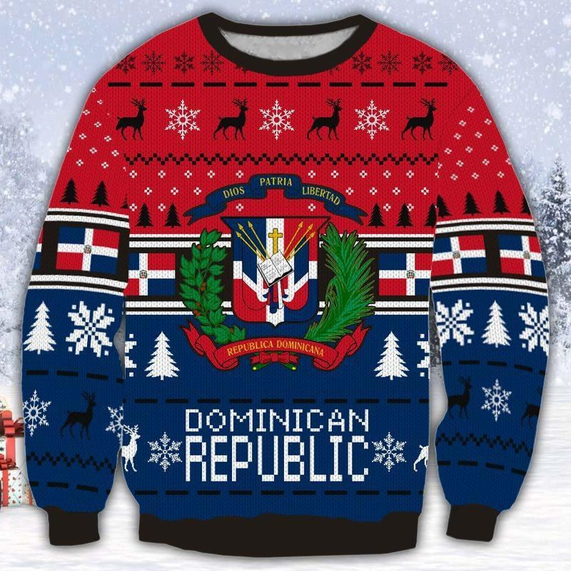 Dominican Republic Ugly Christmas Sweater Adult 3D Funny Matching for family
