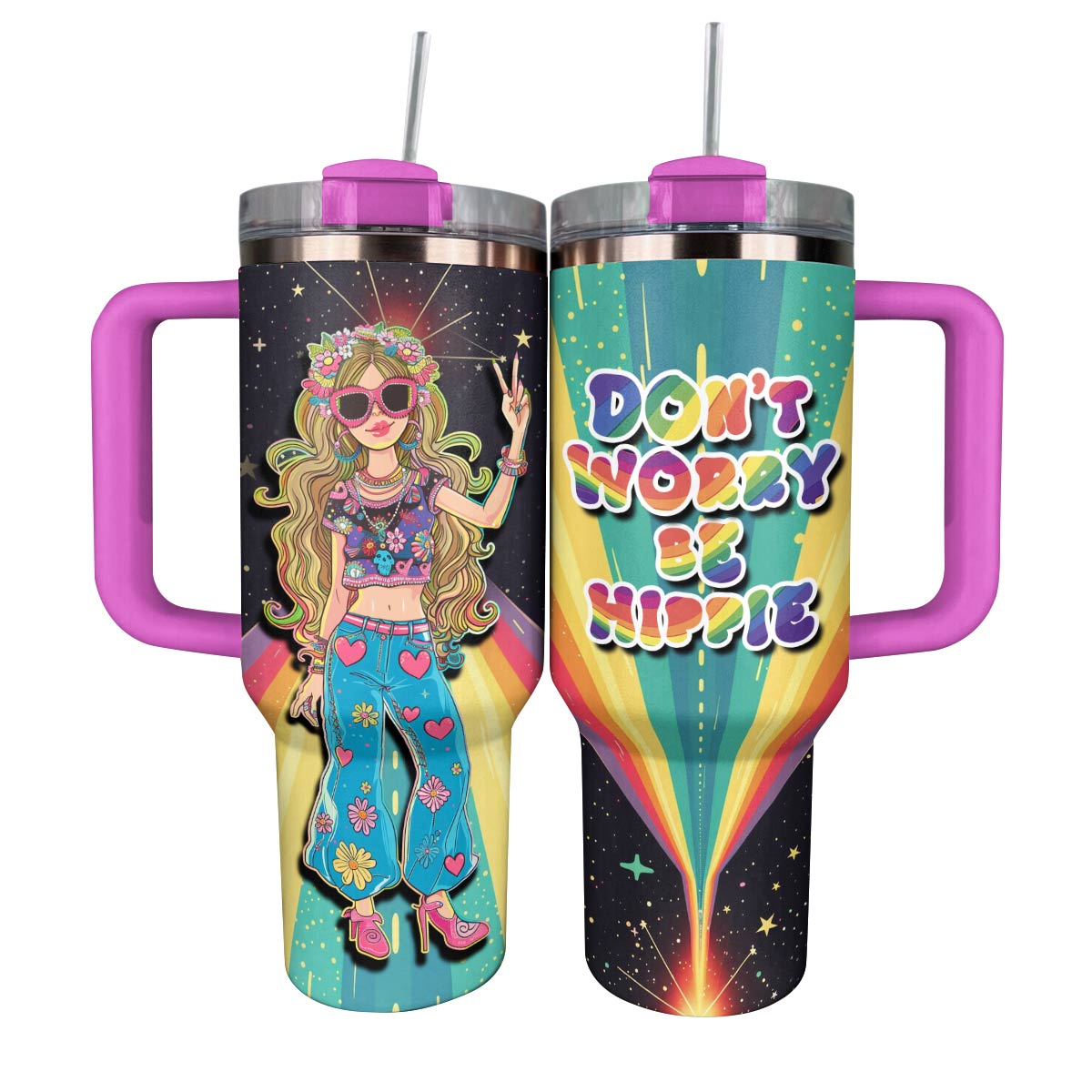 Don’t worry be hippie Custom Stanley Cup 40 oz 30 oz Tumbler With HandleTVC2301794