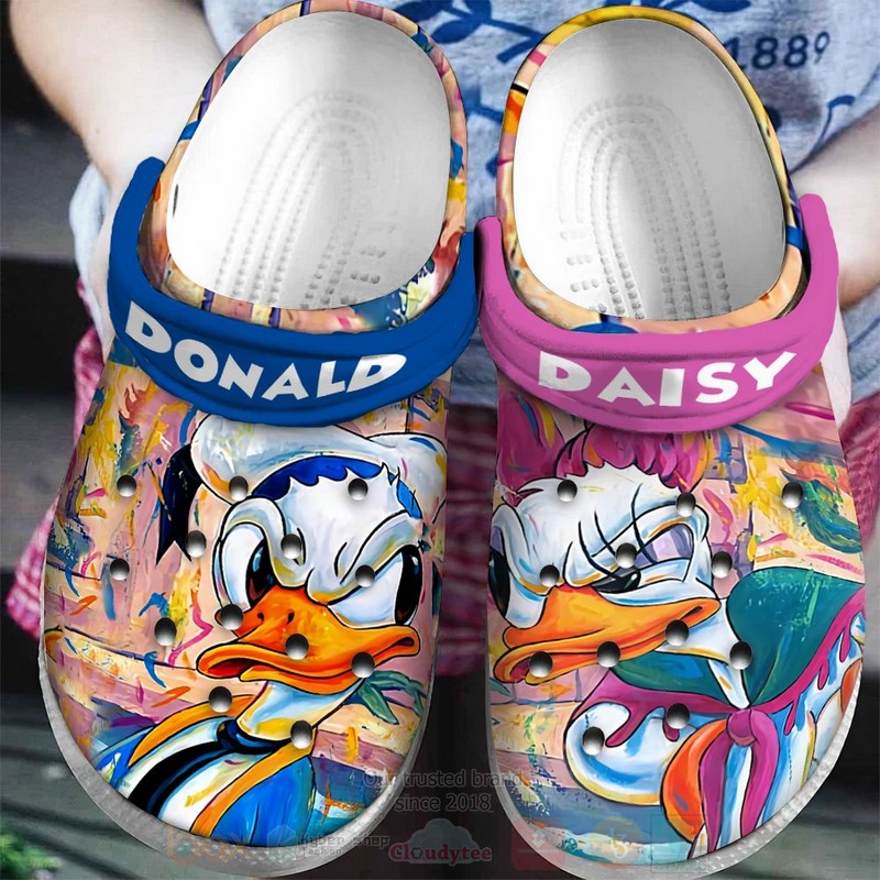 Donald and Daisy Duck Cartoon Crocs Crocband Clogs Shoes Comfortable For Men Women and Kids