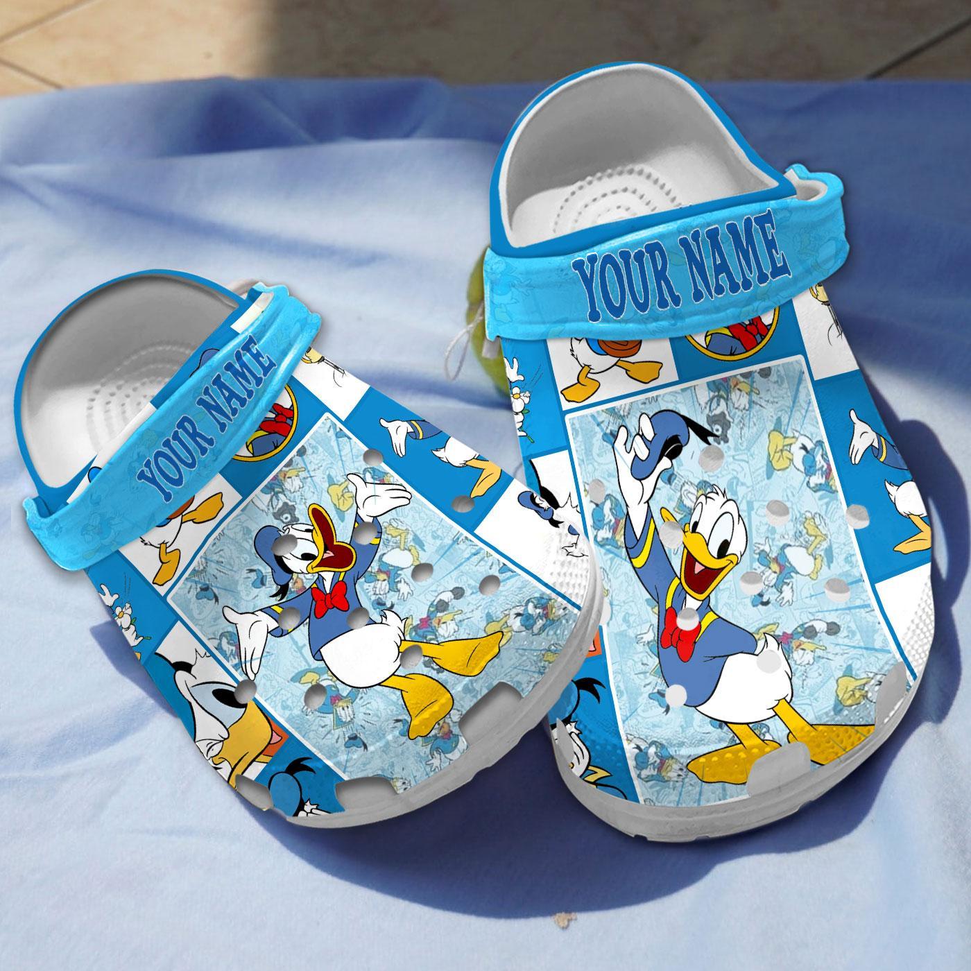 Donald Duck Cartoon Crocs Crocband Clogs Shoes Comfortable For Men Women and Kids