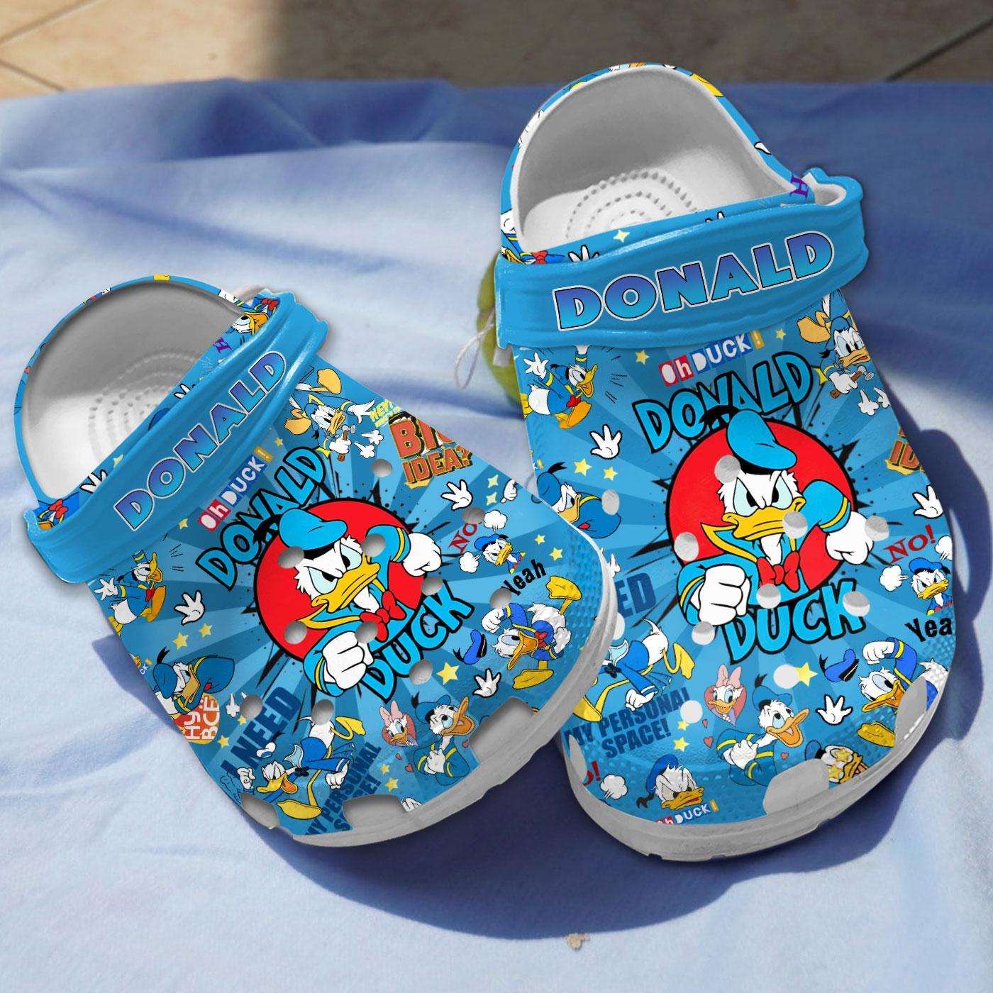 Donald Duck Cartoon Crocs Crocband Clogs Shoes Comfortable For Men Women and Kids