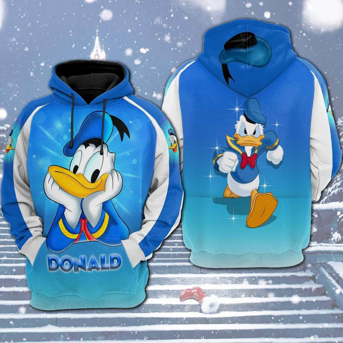 Donald Duck Cute Happy Art 3D All Over Print Hoodie, Zip Hoodie
