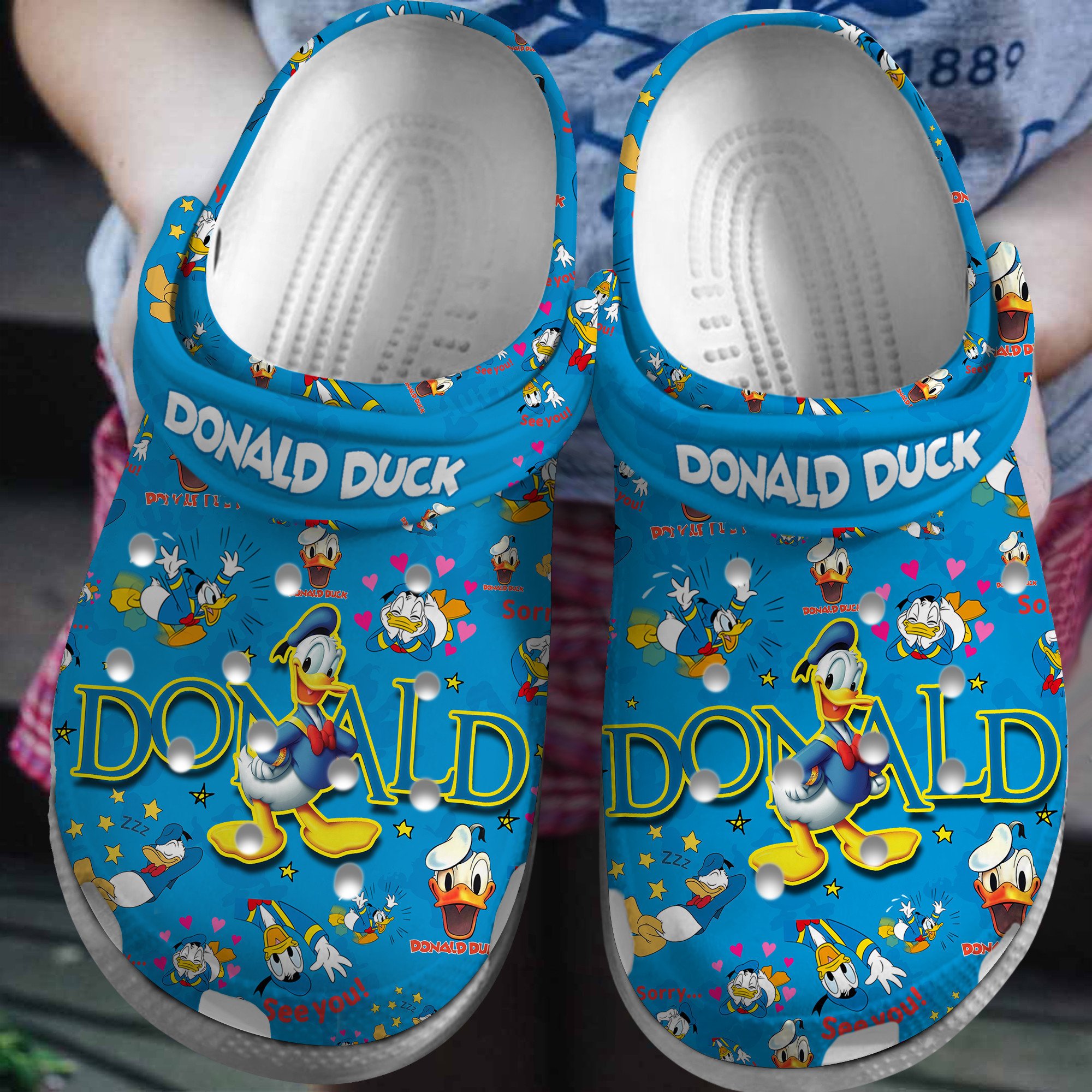 Donald Duck Disney Cartoon Crocs Crocband Clogs Shoes Comfortable For Men Women and Kids