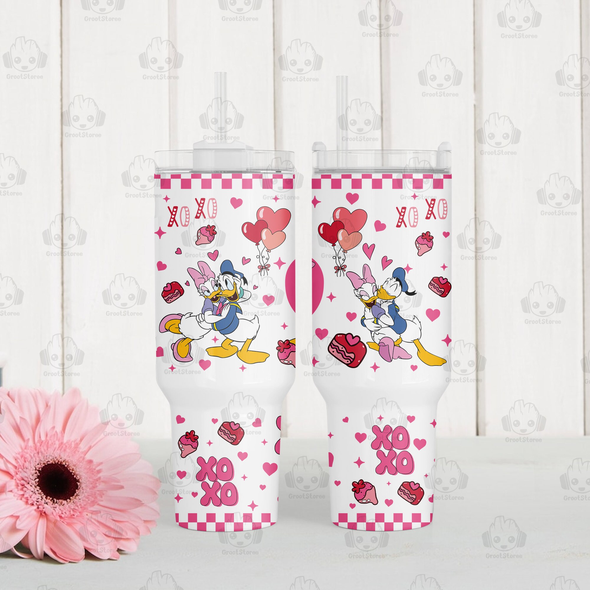 Donald Duck Valentines Gift Disney Cartoon Custom Stanley Cup 40 oz 30 oz Tumbler With HandleTVC2301912 - Image 3