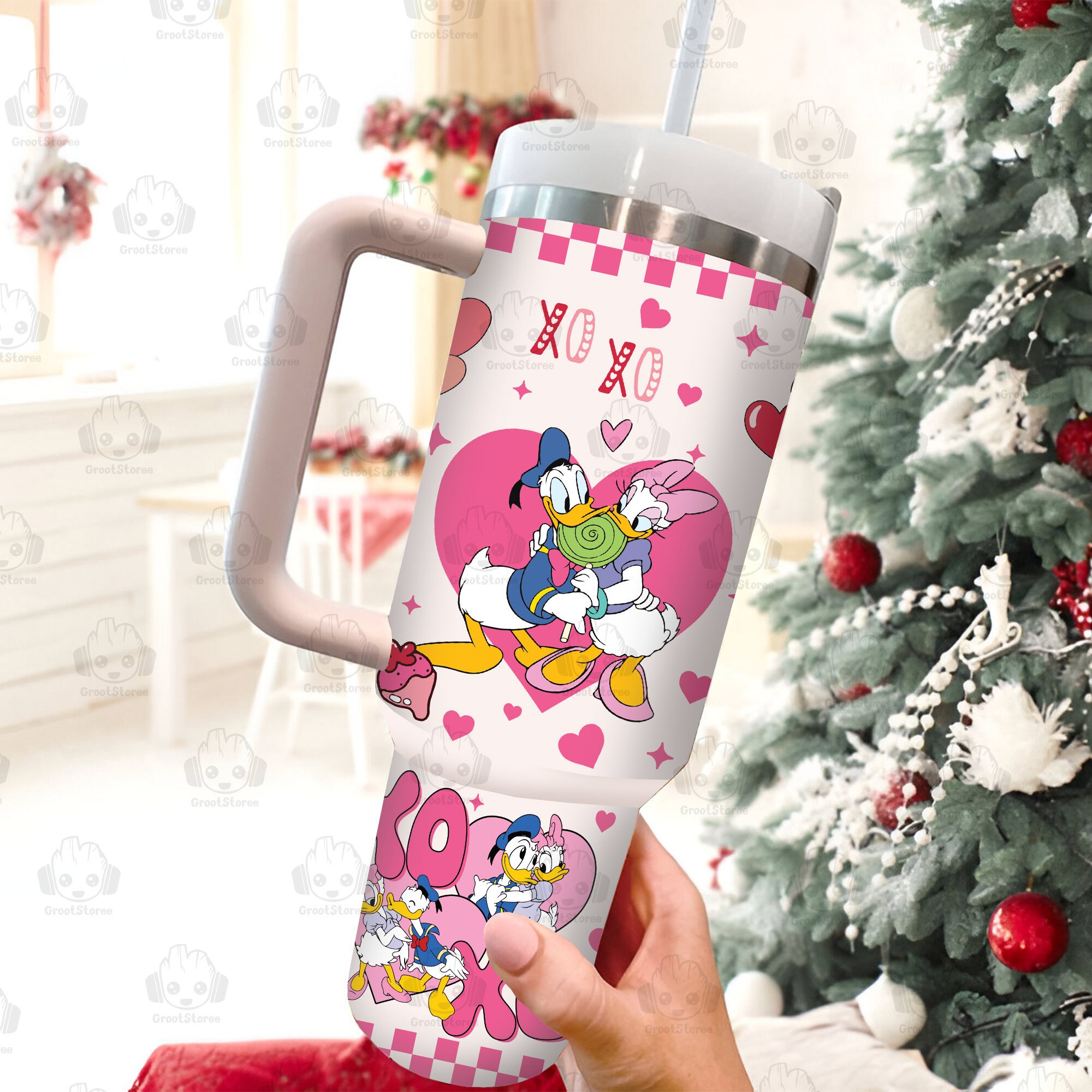Donald Duck Valentines Gift Disney Cartoon Custom Stanley Cup 40 oz 30 oz Tumbler With HandleTVC2301912 - Image 2