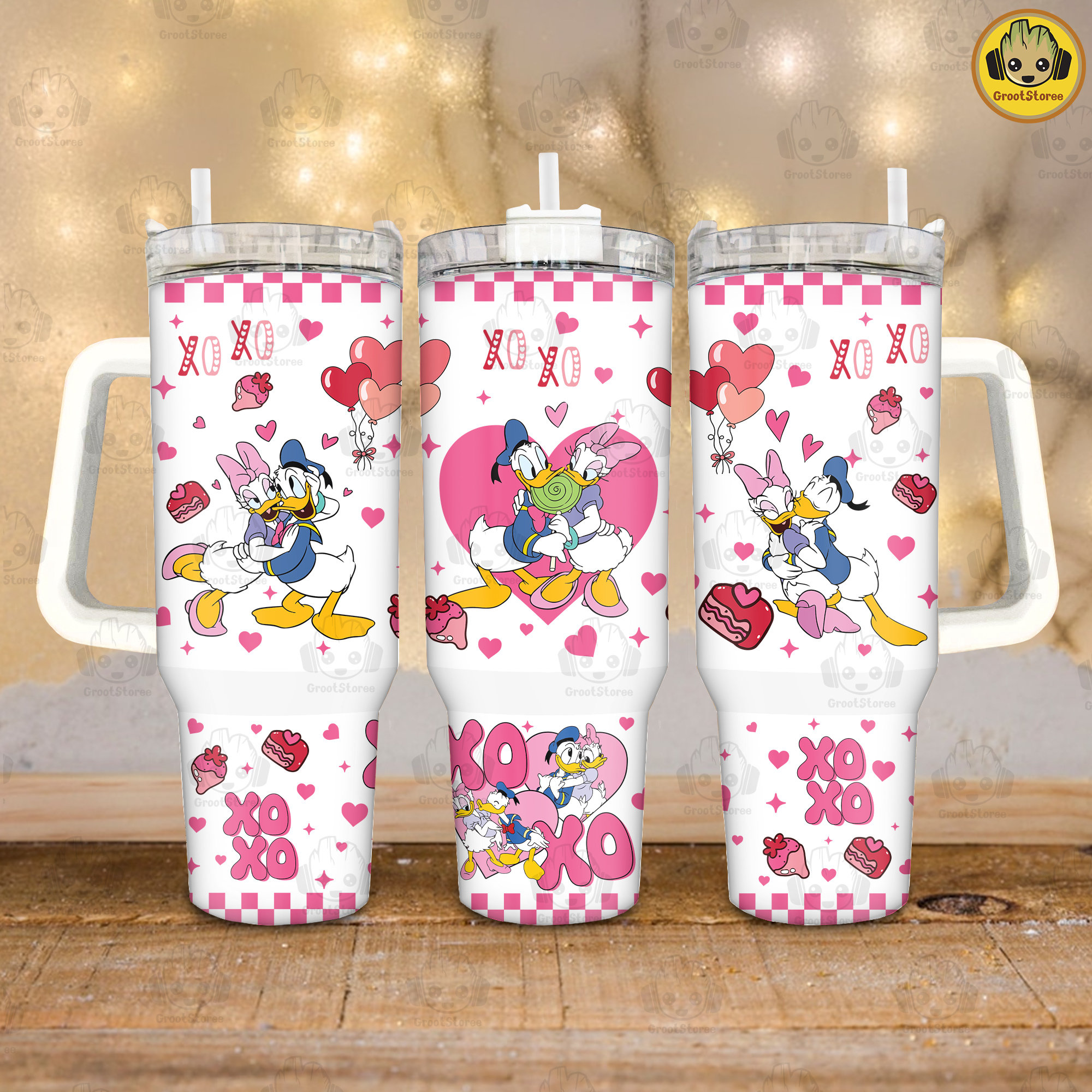 Donald Duck Valentines Gift Disney Cartoon Custom Stanley Cup 40 oz 30 oz Tumbler With HandleTVC2301912