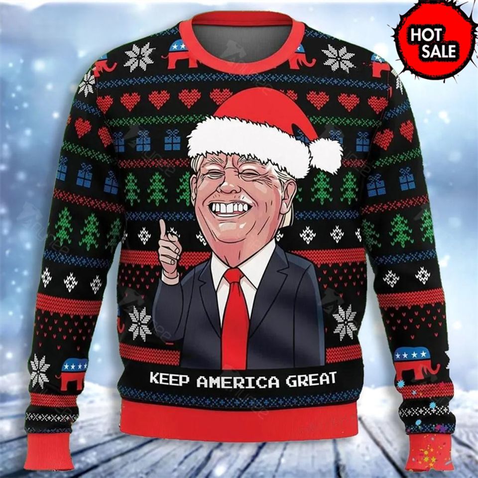 Donald Trump 3D Print Sweater Men Women Ugly Christmas Sweater