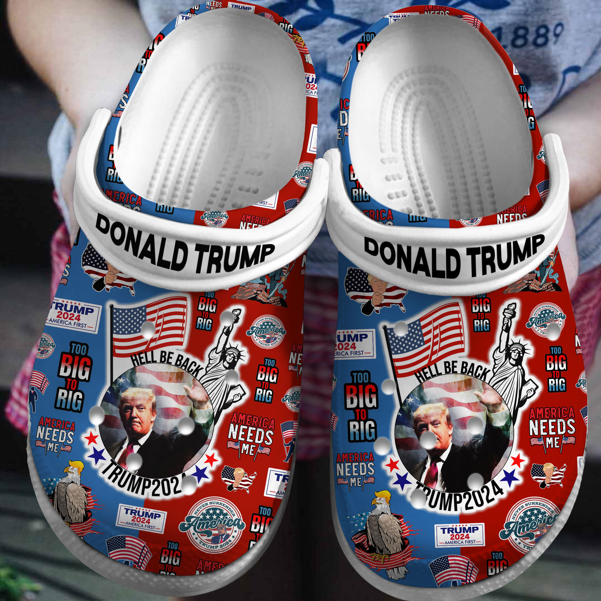 Donald Trump America First Crocs Crocband Clogs Shoes Comfortable For Men Women and Kids