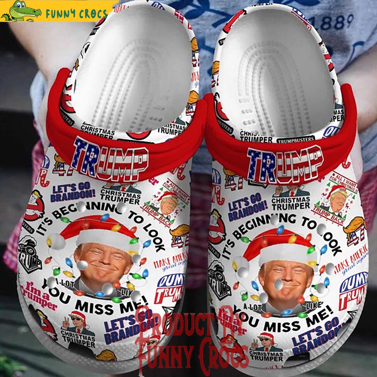 Donald Trump Christmas Crocs Crocband Clogs Shoes Comfortable For Men Women and Kids