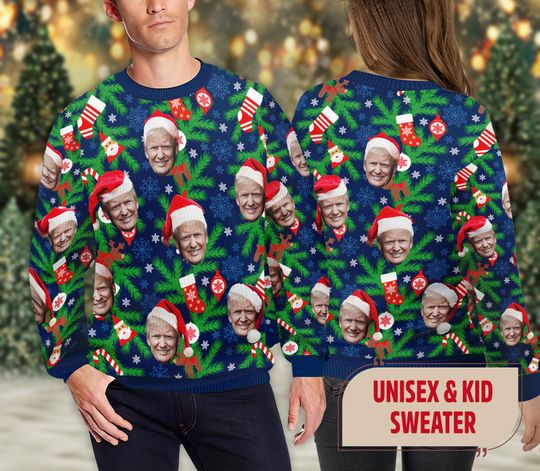 Donald Trump Face Christmas Ugly Sweater, Santa Trump 2024 Ugly Xmas Sweatshirt - Image 9
