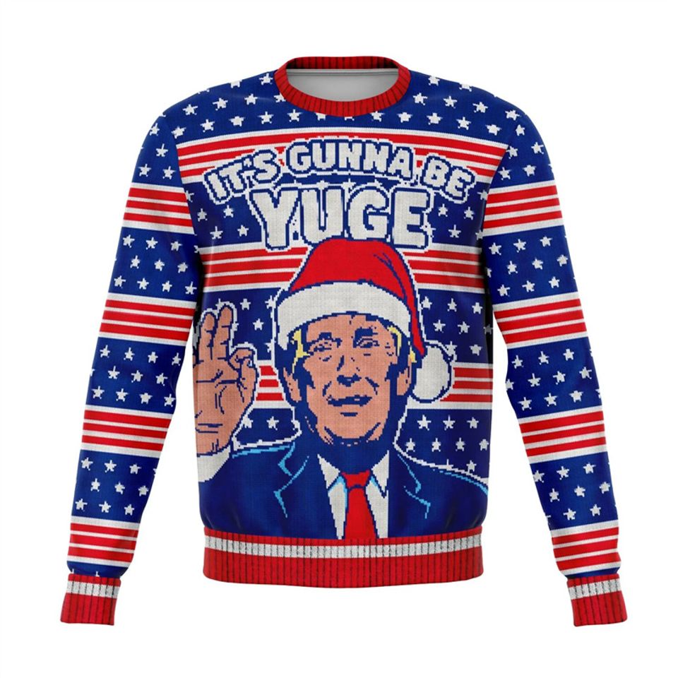 Donald Trump Ugly Christmas Sweater Men New Year