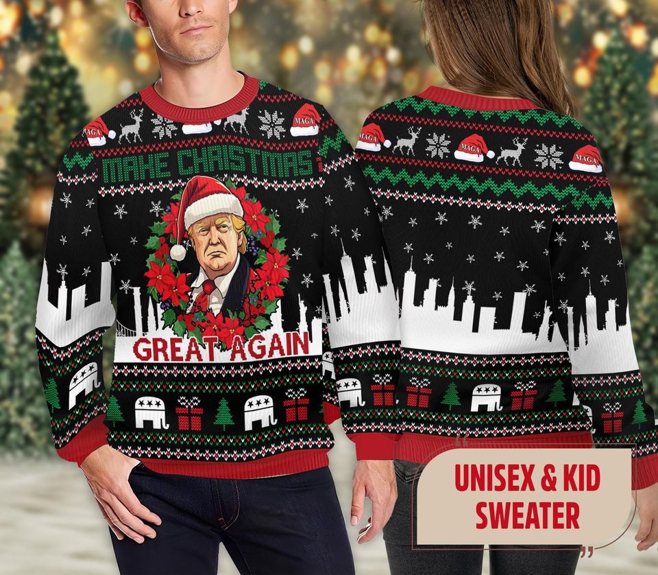Donald Trump Ugly Christmas Sweaters, Make Christmas