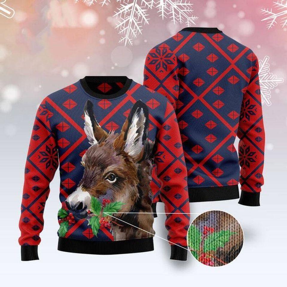 Donkey Funny Ugly Christmas Sweater Best Xmas Gift Size S-5XL
