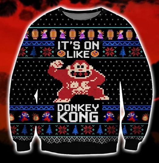Donkey Kong 3D Christmas Ugly Sweater - Image 2