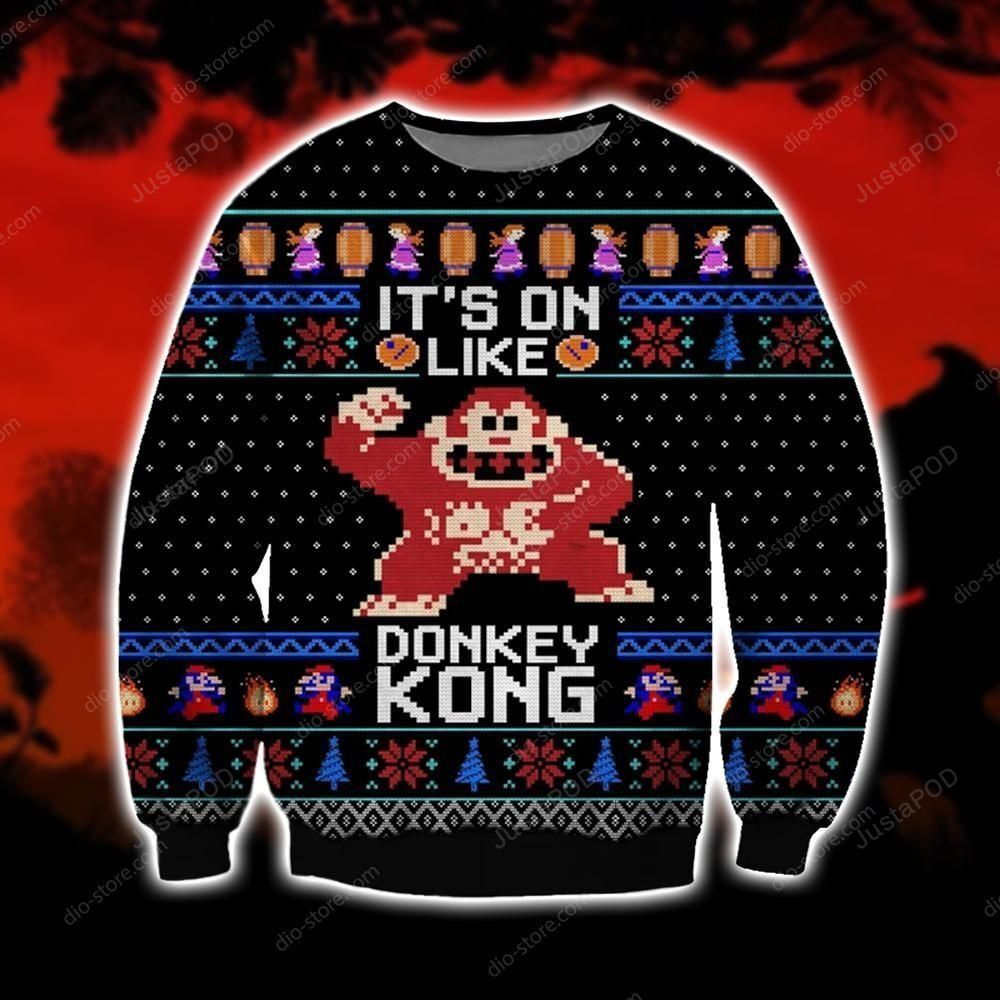 Donkey Kong 3D Print Ugly Christmas Sweater Adult 3D Funny Matching for family
