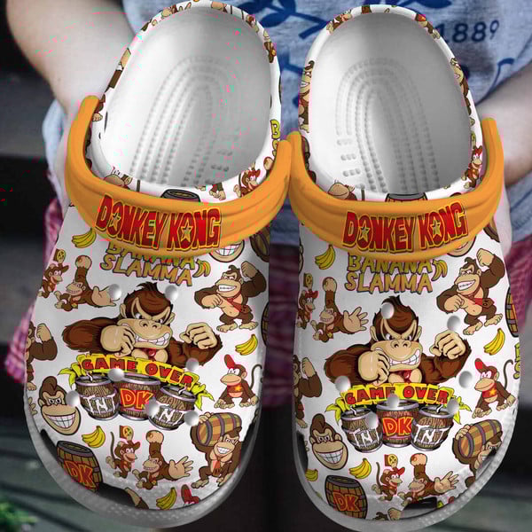 Donkey Kong Game Crocs Crocband Clogs Shoes Comfortable For Men Women and Kids