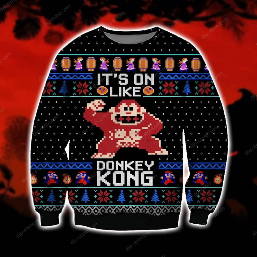 Donkey Kong Knitting Pattern 3D Print Ugly Christmas Sweater Adult 3D Funny Matching for family