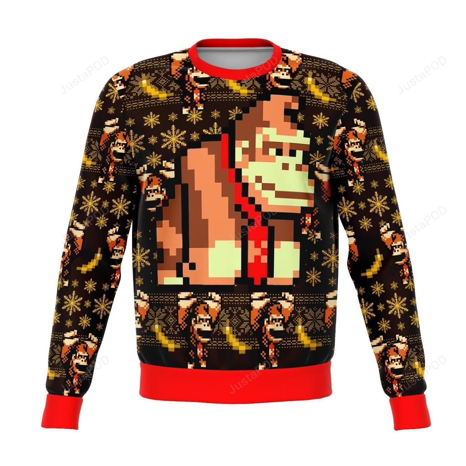 Donkey Kong Sprite Ugly Christmas Sweater Adult 3D Funny Matching for family