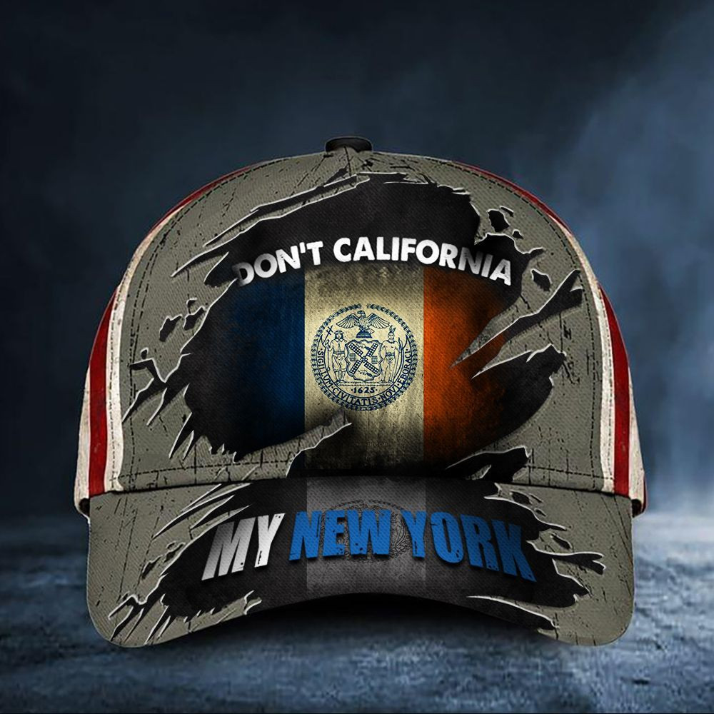 Don't California My New York Hat Vintage USA Flag Cap Proud New York State Merch Gift Trucker Hats Custom Hats Gifts For Men & Women