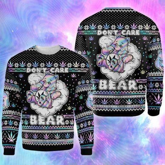 Dont Care Bear Ugly Christmas Sweater Adult 3D Funny Matching for family