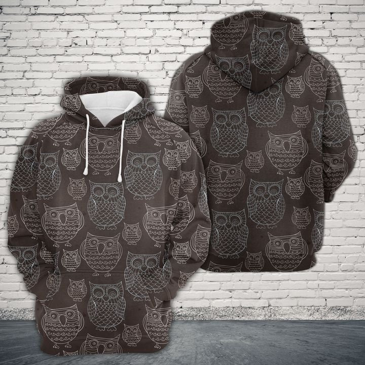 Doodle Owls 3D All Over Print Hoodie, Zip Hoodie