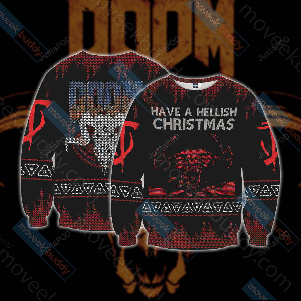 Doom 3D Ugly Christmas Sweater Adult 3D Funny Matching for family