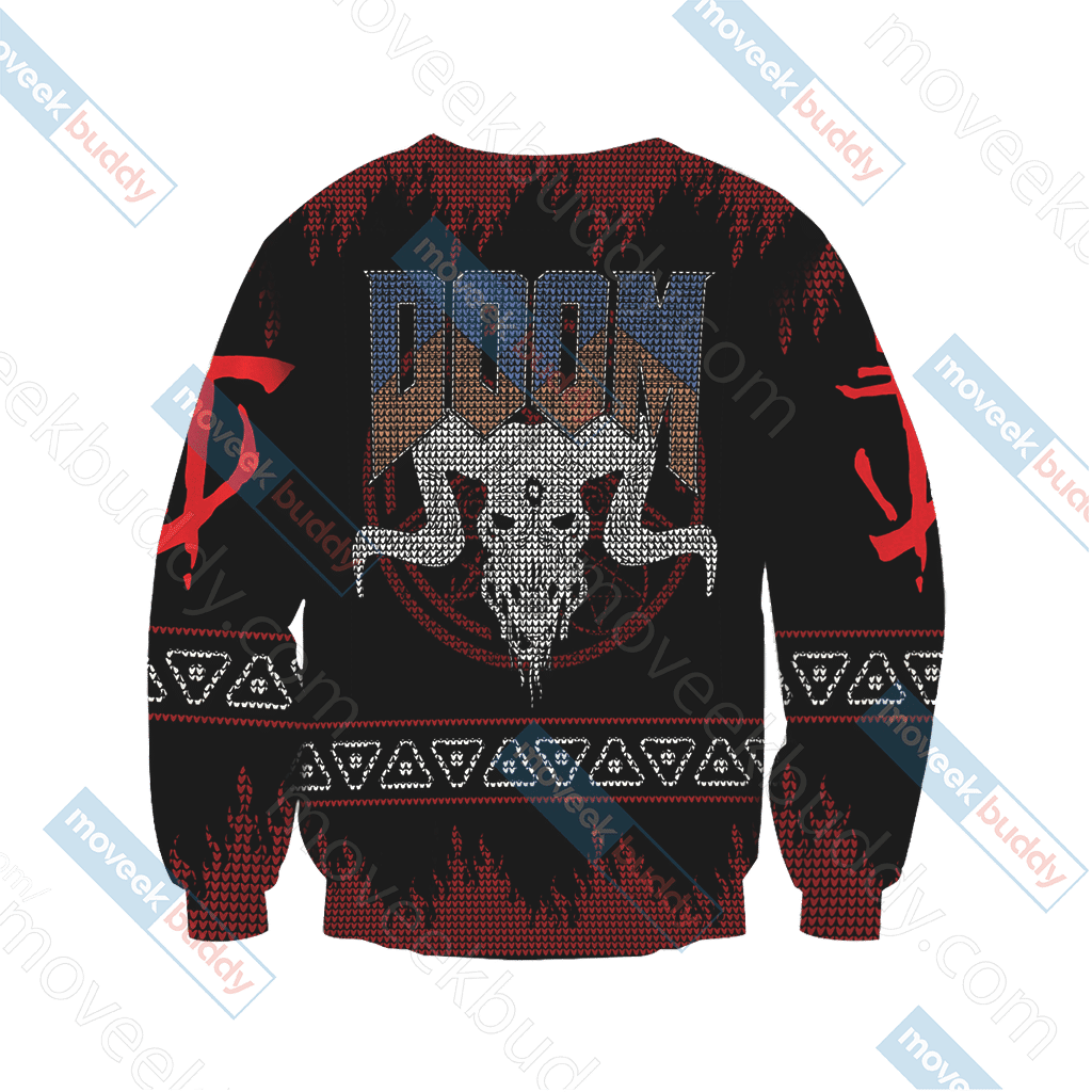 Doom Knitting Style For Unisex Ugly Christmas Sweater Adult 3D Funny Matching for family - Image 3
