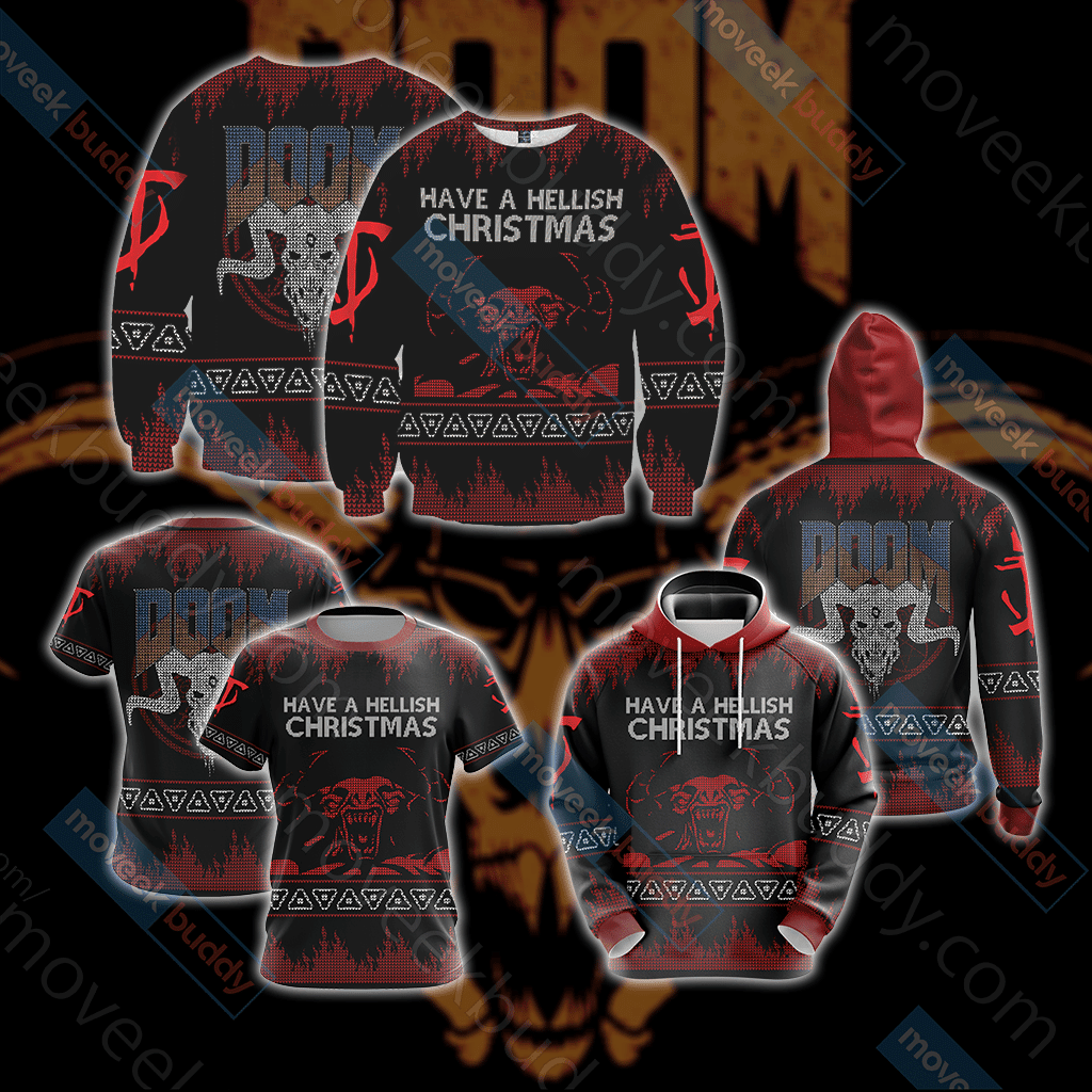 Doom Knitting Style For Unisex Ugly Christmas Sweater Adult 3D Funny Matching for family - Image 4