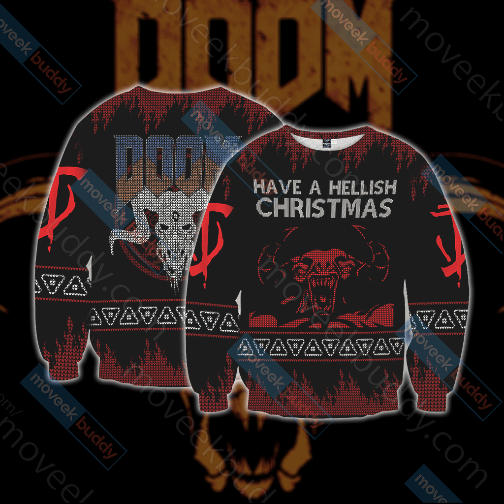 Doom Knitting Style For Unisex Ugly Christmas Sweater Adult 3D Funny Matching for family