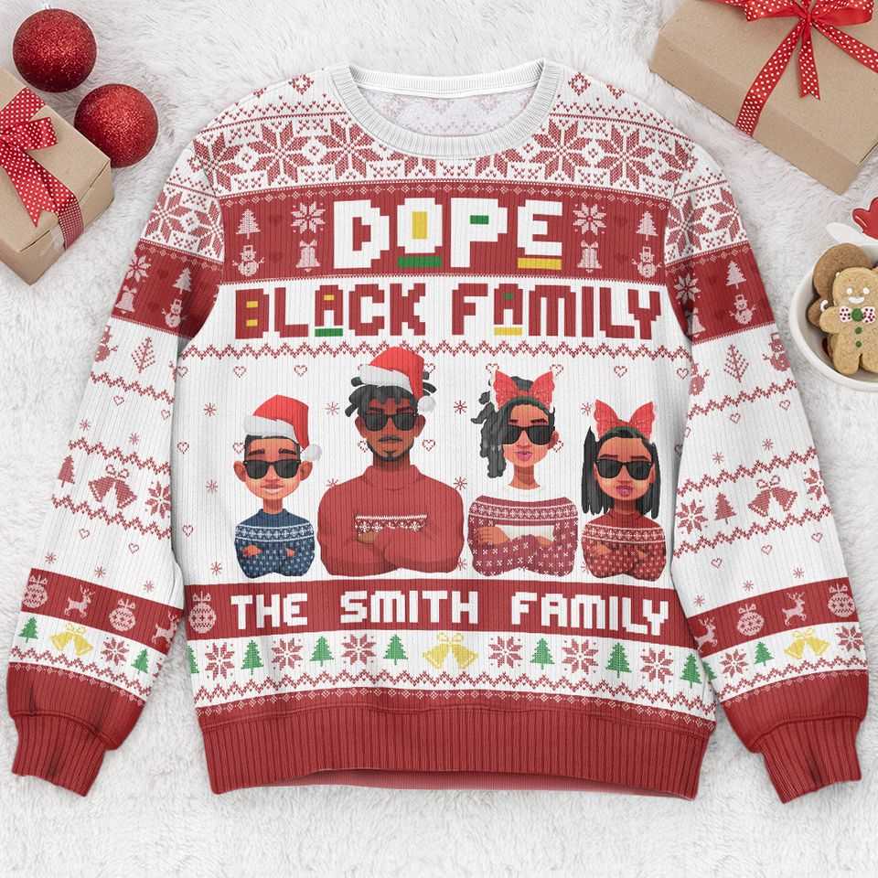 Dope Black Family - Personalized Ugly Sweater