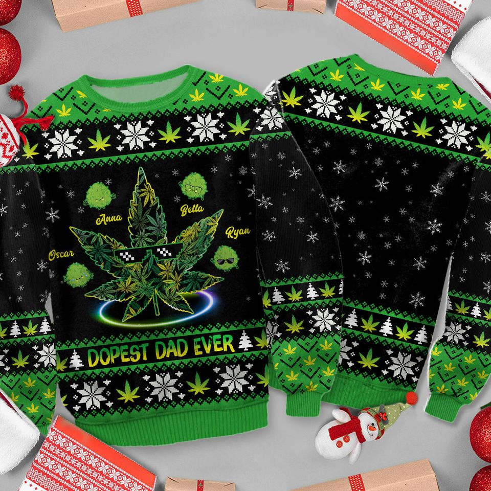 Dopest Dad Ever Personalized Ugly Sweater