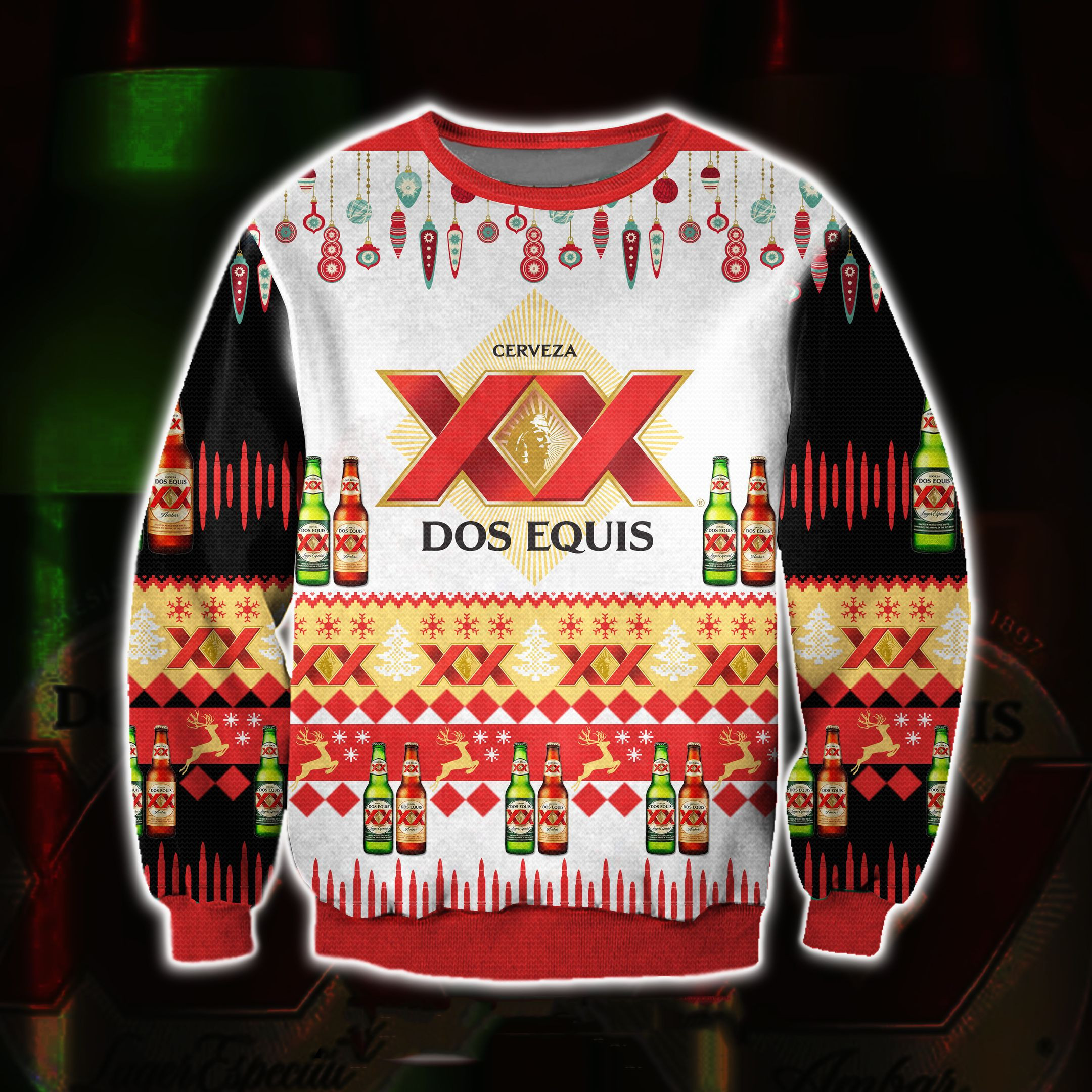 Dos Equis Beer 3D All Over Print Ugly Christmas Sweater Adult 3D Funny Matching for family