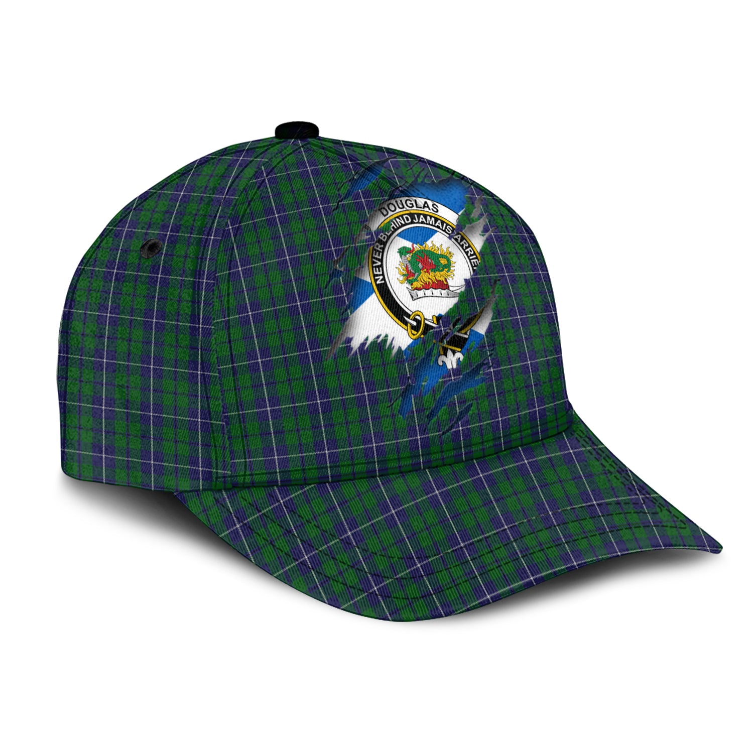 Douglas Green Tartan Plaid Cap, Family Crest In Me Style Tartan Baseball Cap TS23 Trucker Hats Custom Hats Gifts For Men & Women