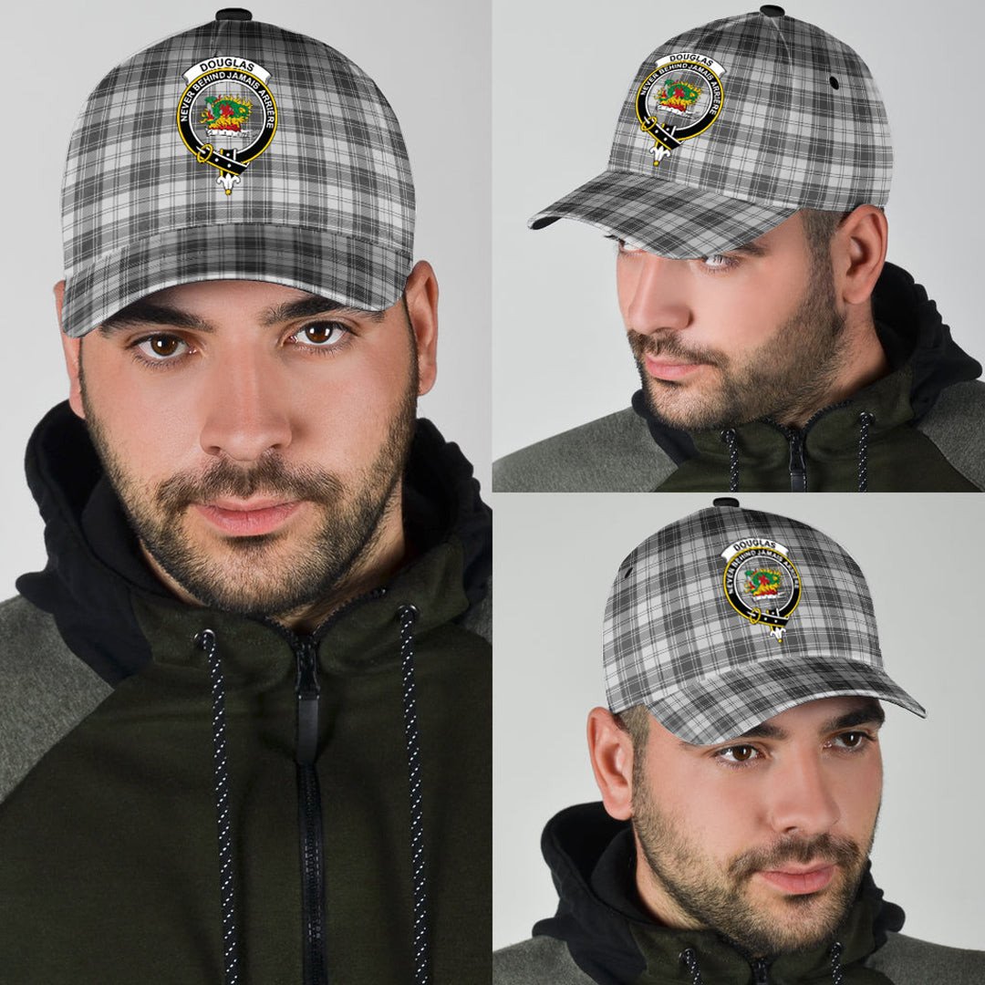 Douglas Grey Modern Tartan Baseball Cap, Tartan Plaid Cap with Family Crest K23 Trucker Hats Custom Hats Gifts For Men & Women
