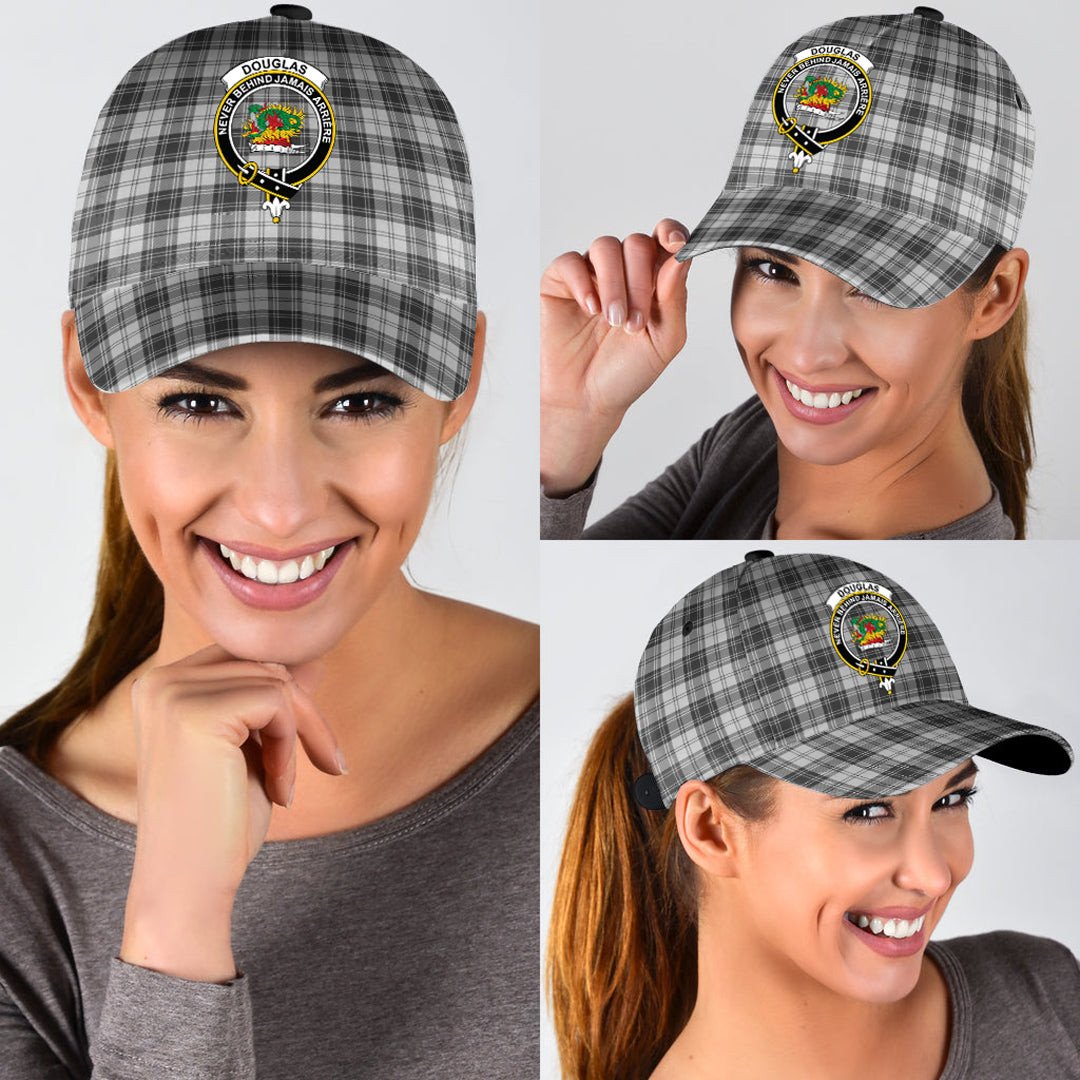 Douglas Grey Modern Tartan Baseball Cap, Tartan Plaid Cap with Family Crest K23 Trucker Hats Custom Hats Gifts For Men & Women