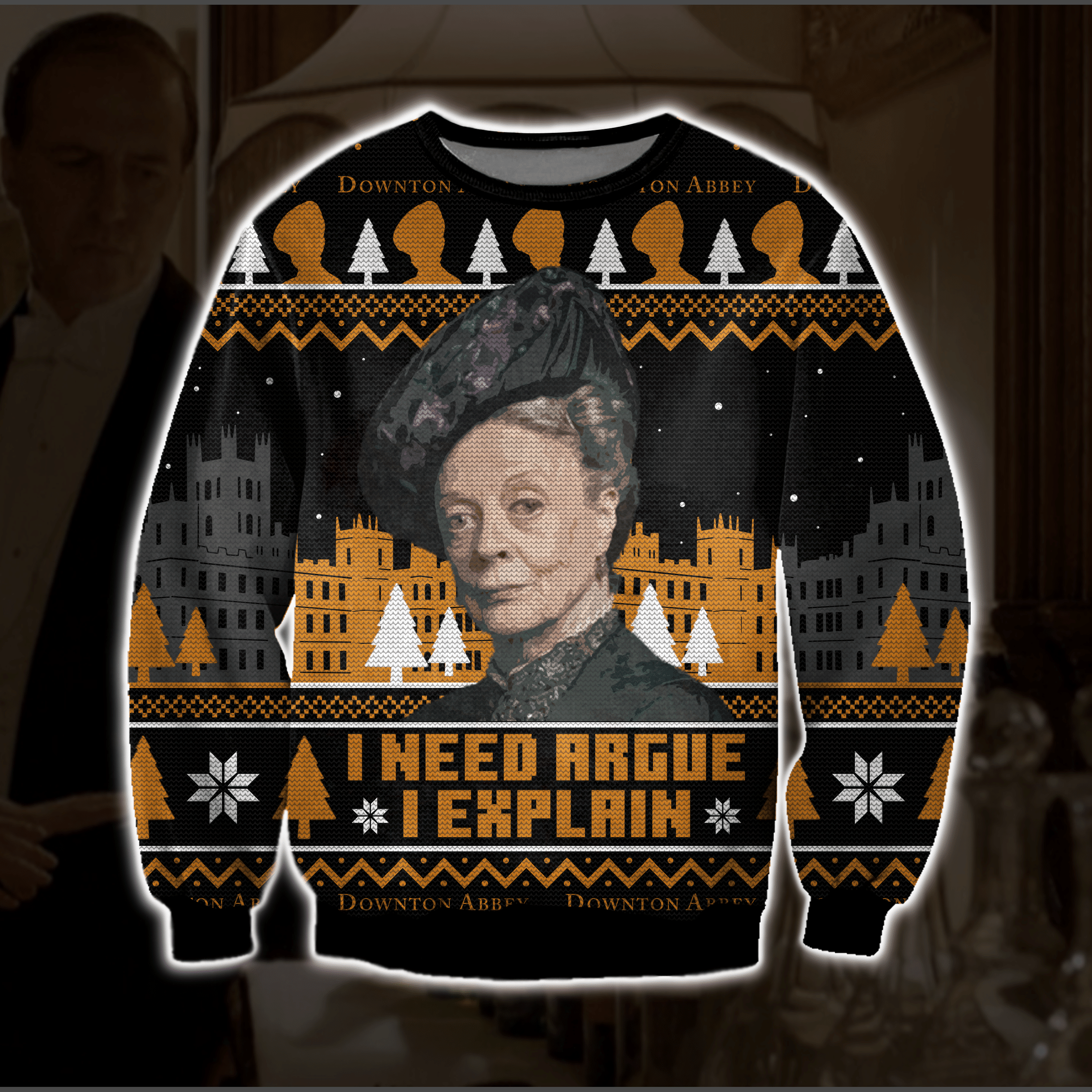 Downton Abbey 3D Print Ugly Christmas Sweater Adult 3D Funny Matching for family